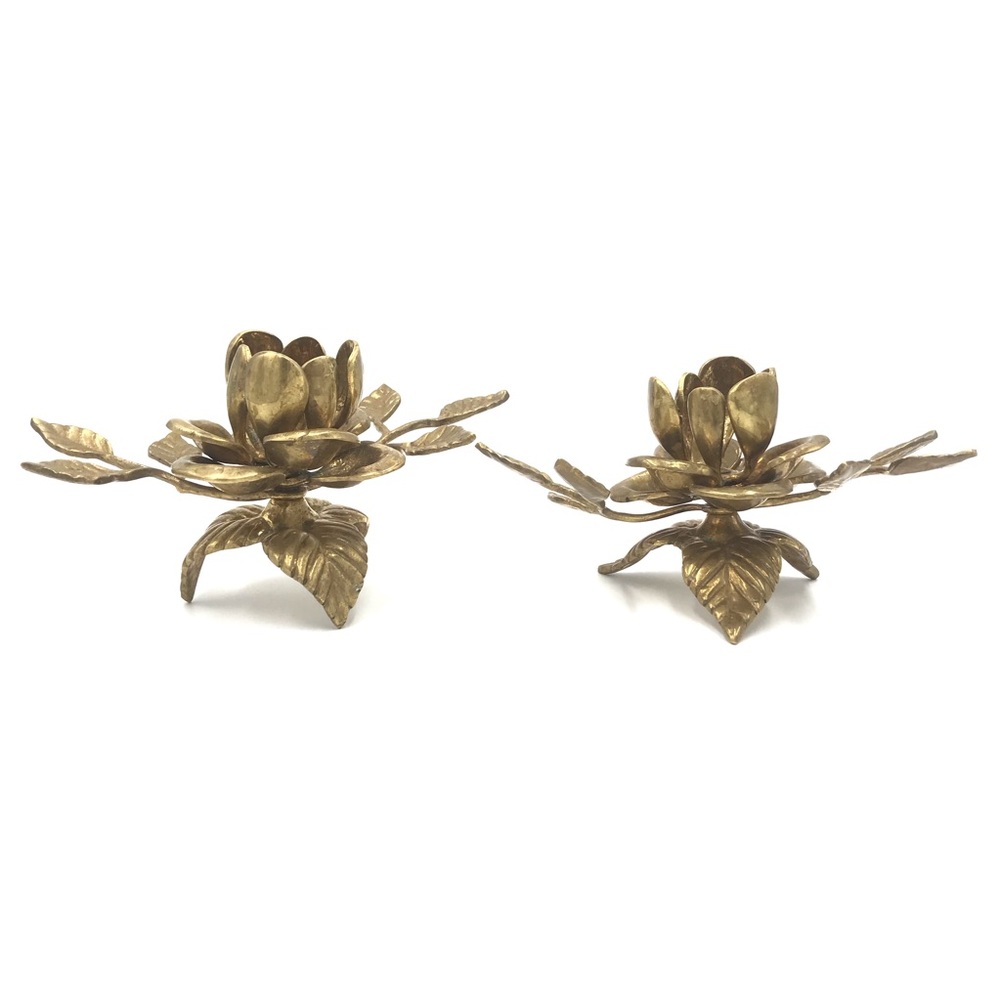 Vintage Brass Flowers Candlestick holders.